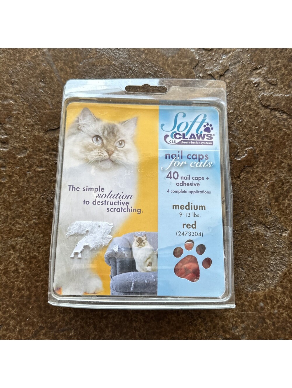 New soft Claws Nail Caps for Cats Medium Red 40 Nail Caps & Adhesive Scratching